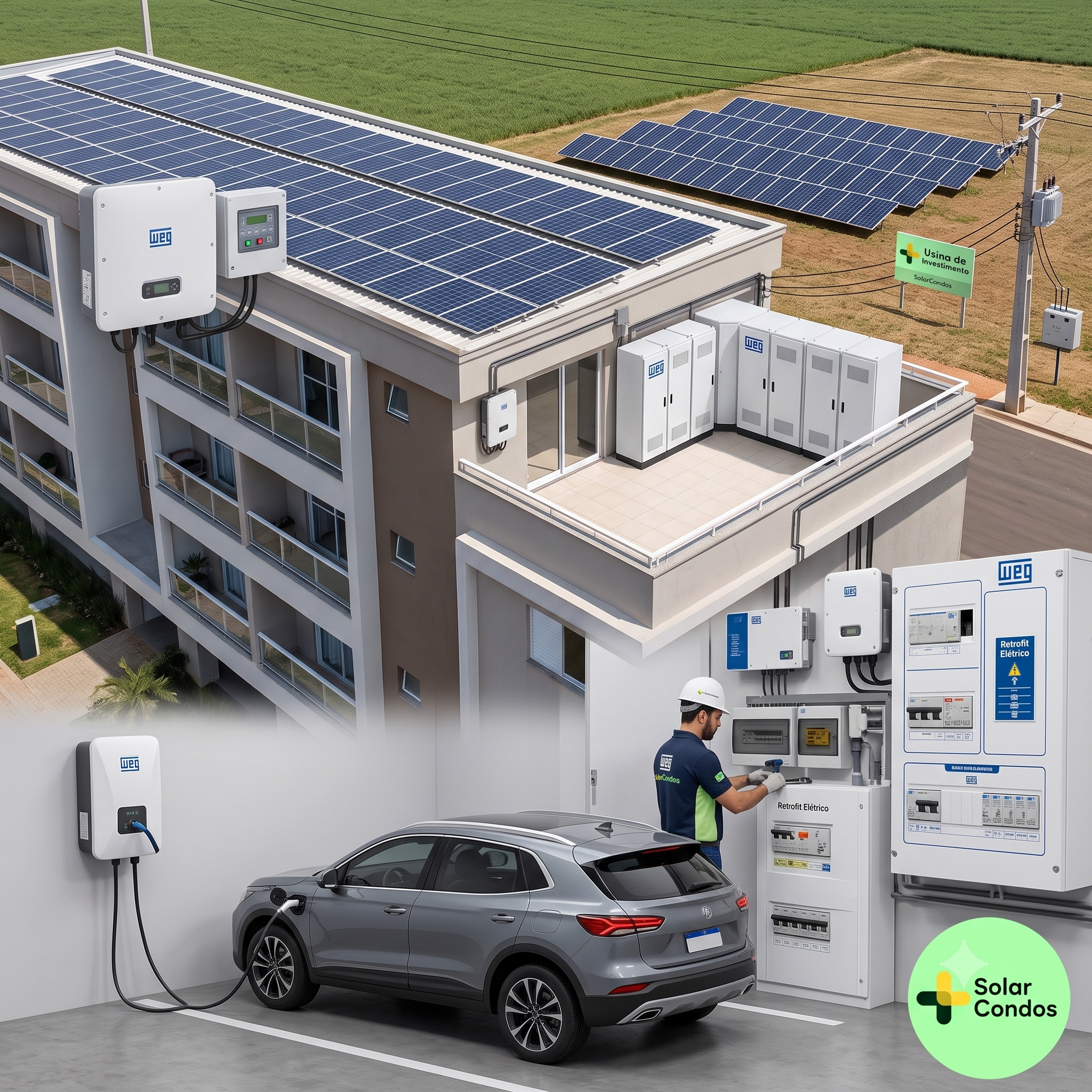 Infraestrutura Integrada SOLARCONDOS - Energia Solar, Retrofit e Carregadores